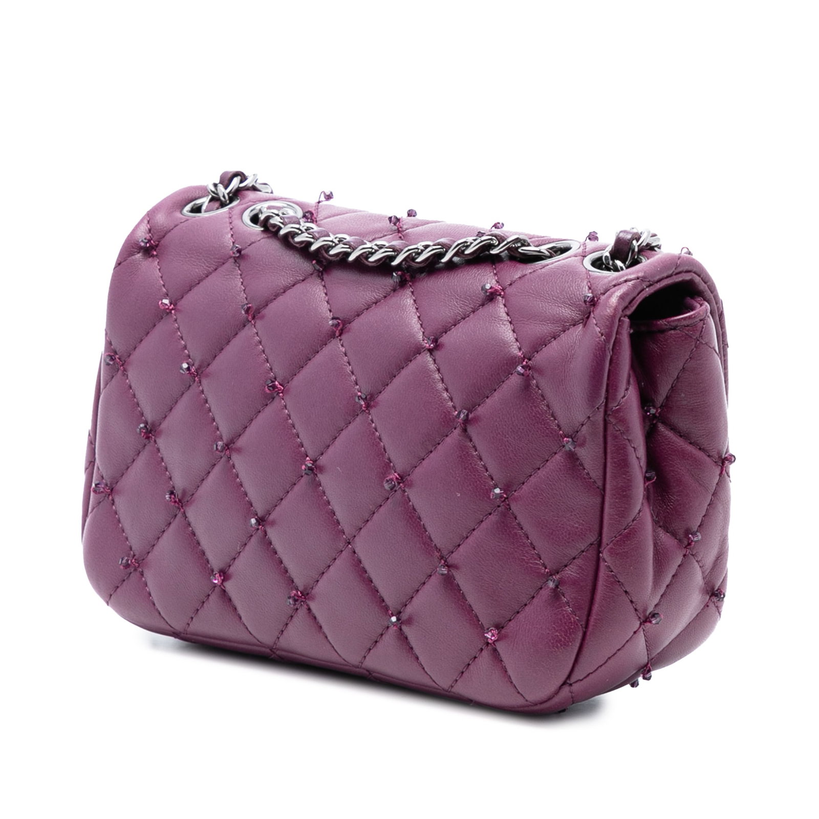 Chanel Extra Mini Rectangular Beaded Lambskin Crossbody Flap Bag - 2