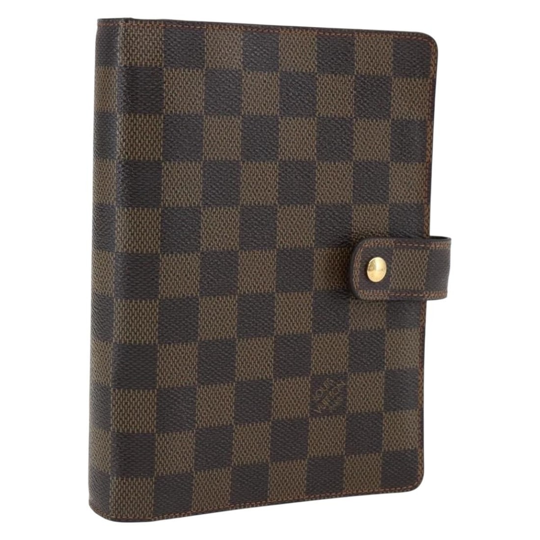Louis Vuitton Damier Ebene MM Day Planner Cover R20240 France: Louis Vuitton Damier Ebene MM Day Planner Cover R20240 France This is a Louis Vuitton Damier Ebene Agenda MM Day Planner Cover crafted from Damier Ebene canvas. The cover features a classic checkered 