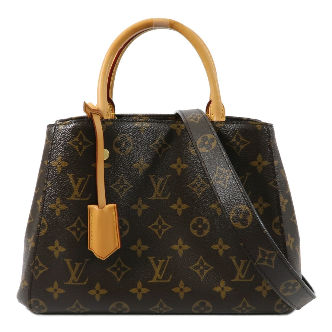 Louis Vuitton Montaigne BB Monogram Brown 2 Way Shoulder Bag GHW: Louis Vuitton Montaigne BB Monogram Brown 2 Way Shoulder Bag GHW This Louis Vuitton Montaigne BB is a versatile 2-way shoulder bag crafted from durable PVC coated canvas in the signature Monogram patt