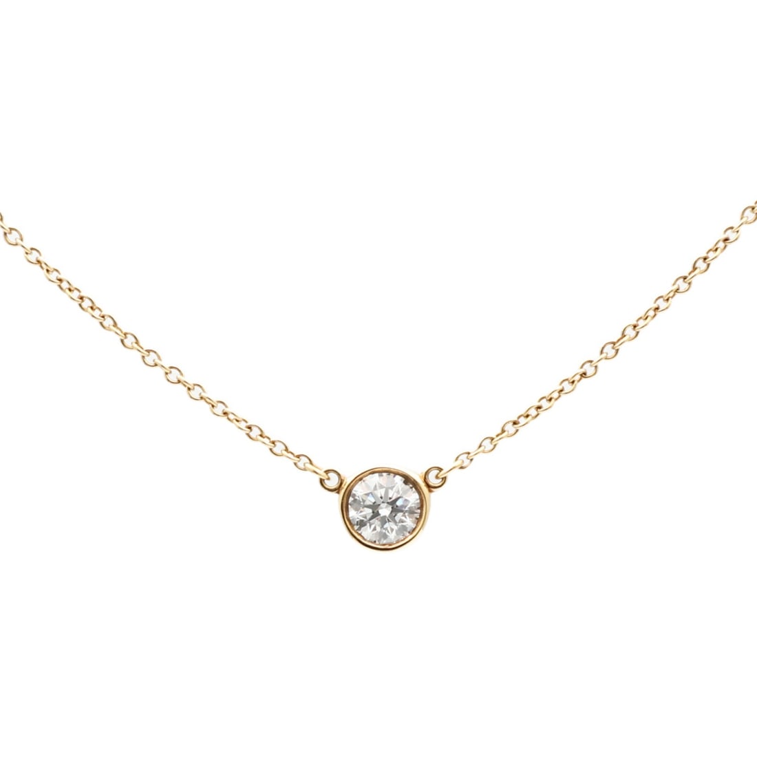 Tiffany By The Yard 18K Yellow Gold Diamond Necklace 41CM: Tiffany By The Yard 18K Yellow Gold Diamond Necklace 41CM This Tiffany & Co. By The Yard necklace features a delicate diamond set in 18K yellow gold. Designed for women, this elegant piece showcases a