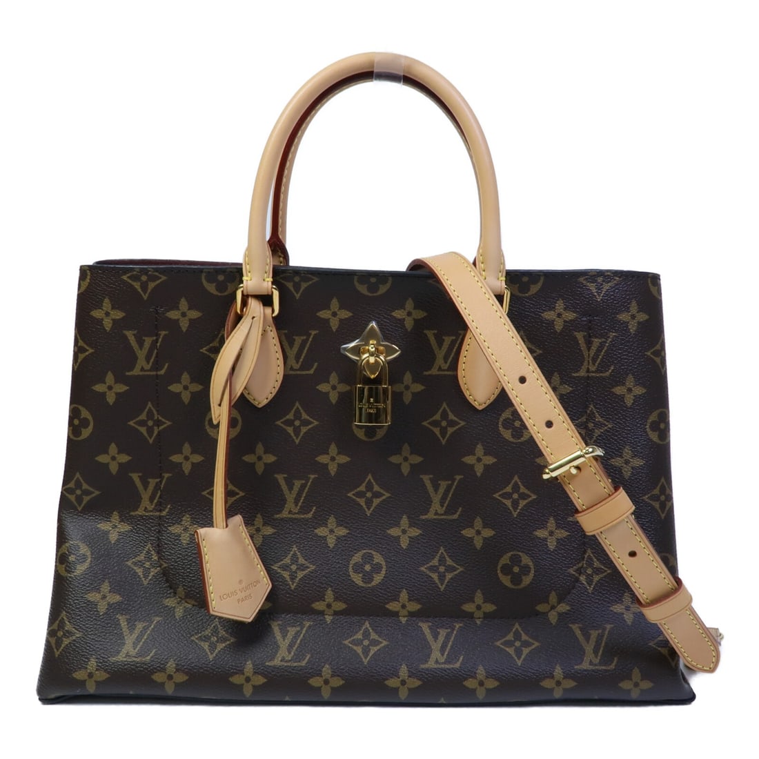 Louis Vuitton Flower Tote Monogram Brown 2 Way Shoulder Bag M43551: Louis Vuitton Flower Tote Monogram Brown 2 Way Shoulder Bag M43551 This Louis Vuitton Flower Tote is a versatile 2-way shoulder bag crafted from brown PVC coated canvas featuring the iconic monogram d