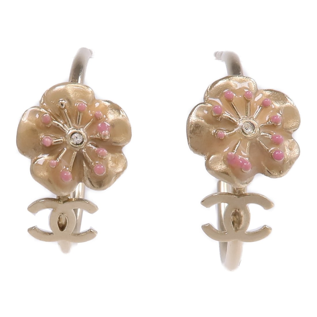 CHANEL Gold Metal Pierced CC Earrings: CHANEL Gold Metal Pierced CC Earrings These CHANEL CC earrings feature a classic gold-tone metal design with the iconic CC logo. Designed for pierced ears, they offer a stylish accessory option for wo