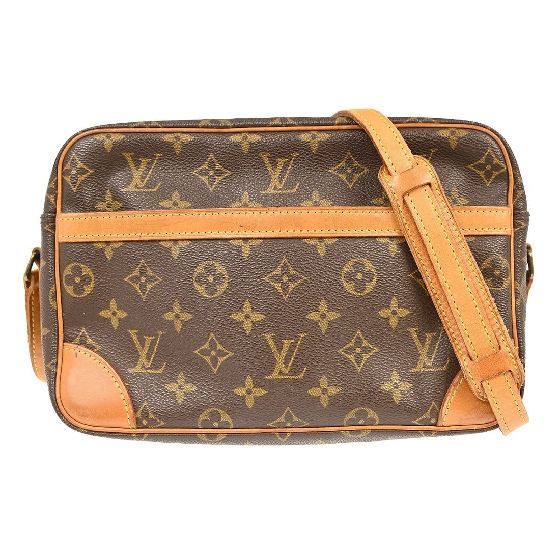Louis Vuitton Trocadero 27 Monogram Canvas Medium Crossbody Bag Brown: Louis Vuitton Trocadero 27 Monogram Canvas Medium Crossbody Bag Brown The Louis Vuitton Trocadero 27 is a vintage crossbody shoulder bag crafted from signature monogram canvas with leather trim. This 
