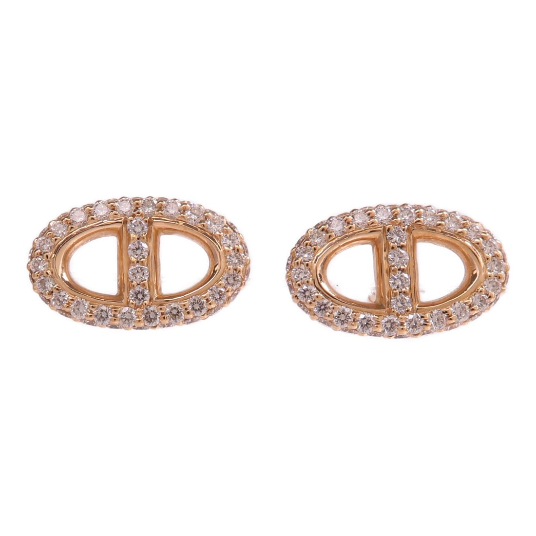 Hermes Farandole 18K Rose Gold Diamond Pierced Earrings: Hermes Farandole 18K Rose Gold Diamond Pierced Earrings These HERMES Farandole pierced earrings are crafted from 18K pink (rose) gold and feature diamond accents. Designed for women, they offer a soph