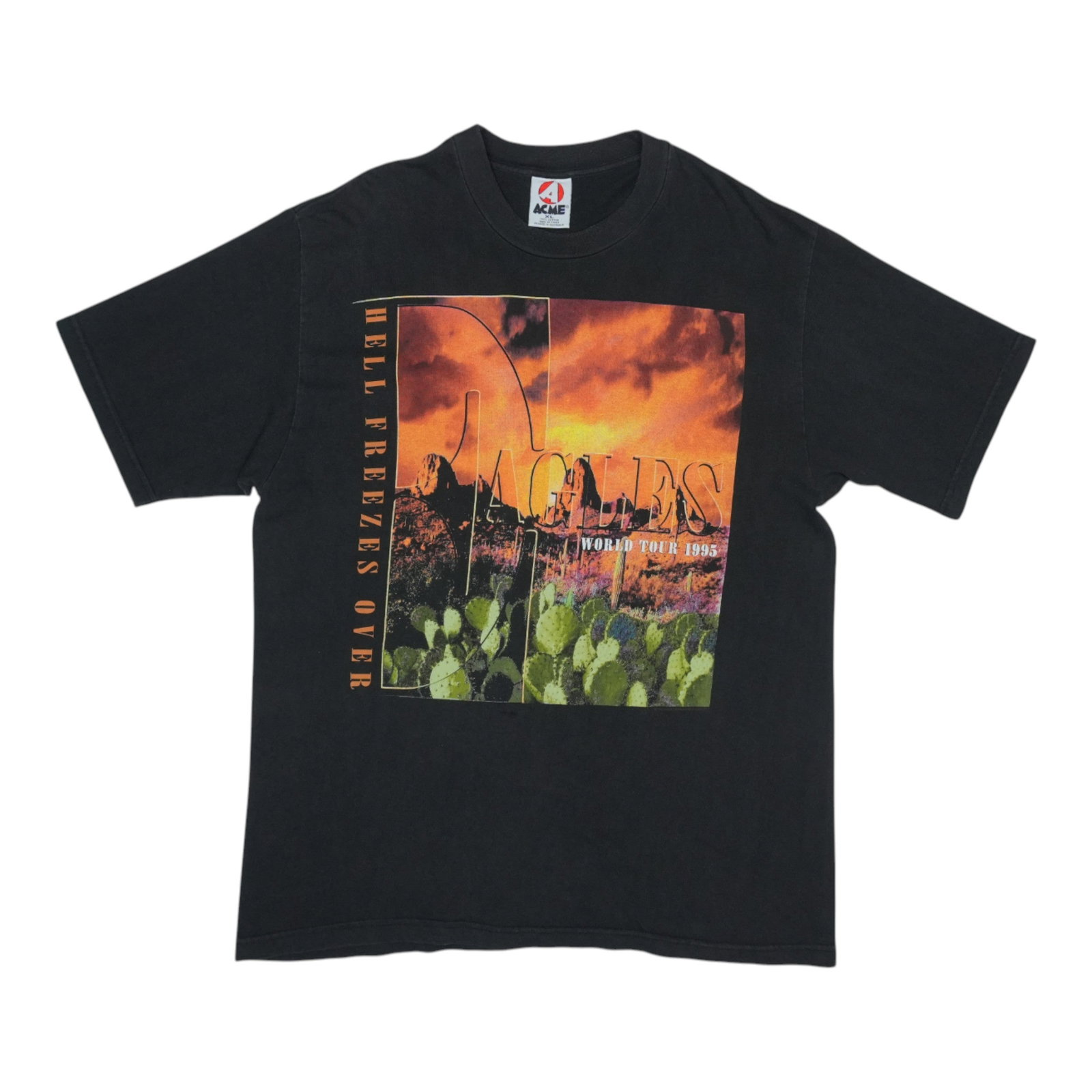 Vintage 1995 Hell Freezes Over Tour Eagles Band T Shirt Black XL: Vintage 1995 Hell Freezes Over Tour Eagles Band T Shirt Black XL This is an original vintage 1995 Eagles Hell Freezes Over Tour shirt featuring front and back graphics. The shirt is made from 100% cot
