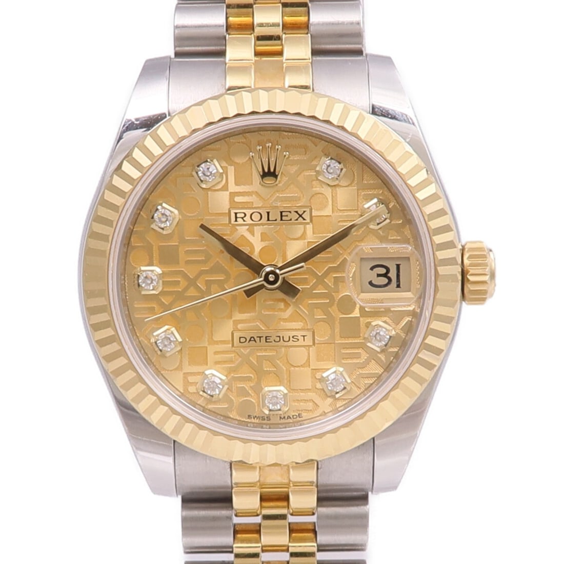 Rolex Datejust 178273 Diamond Automatic Yellow Gold Steel Wrist Watch: Rolex Datejust 178273 Diamond Automatic Yellow Gold Steel Wrist Watch This ROLEX Datejust wristwatch combines 18K yellow gold and stainless steel for a refined and classic look. Featuring automatic wi
