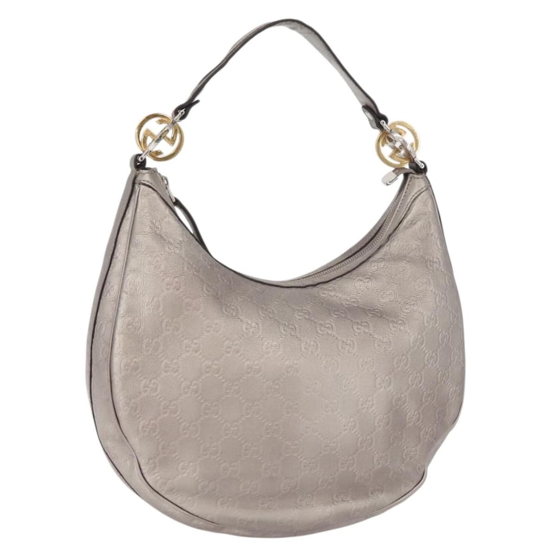 Gucci Twin Guccissima silver leather GG canvas shoulder bag 232962: Gucci Twin Guccissima silver leather GG canvas shoulder bag 232962 This Gucci GG Twin Guccissima shoulder bag features a combination of leather and GG canvas in a striking silver color. Designed for w