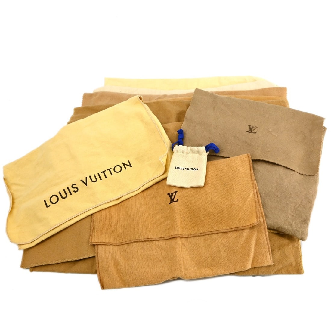 Louis Vuitton 10 Piece Authentic Dust Bag Set Brown Beige Cotton: Louis Vuitton 10 Piece Authentic Dust Bag Set Brown Beige Cotton This authentic Louis Vuitton dust bag set includes 10 pieces, crafted from 100% cotton in a stylish brown and beige color scheme. Desig