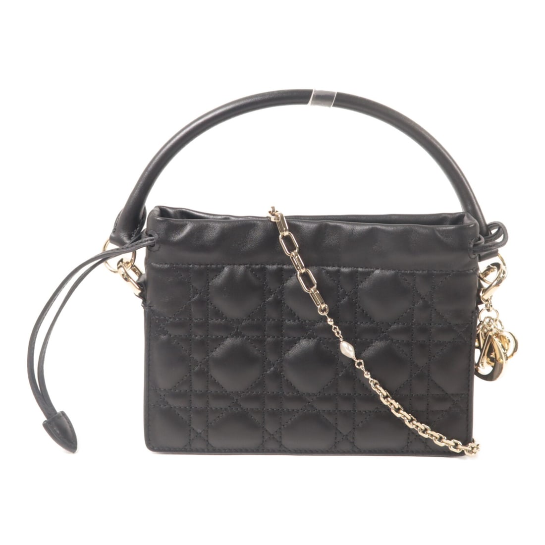Dior Lady Dior Milly Black Lambskin 2way Shoulder Bag: Dior Lady Dior Milly Black Lambskin 2way Shoulder Bag This Christian Dior Lady Dior Milly 2-way shoulder bag is crafted from luxurious black lambskin leather. Designed for versatility, it can be worn 