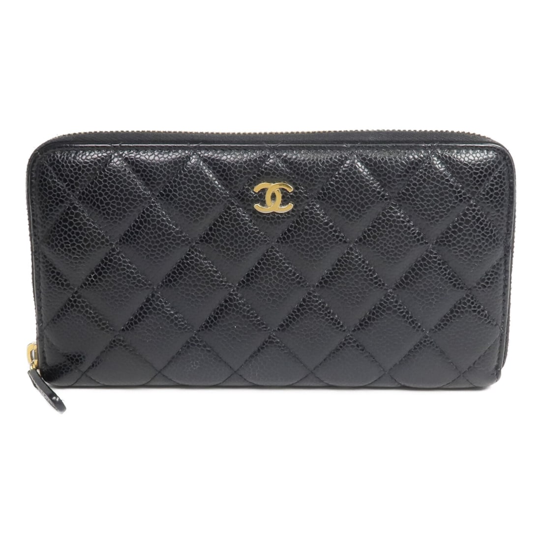 CHANEL Black Calfskin CC Zip Around Long Wallet GHW: CHANEL Black Calfskin CC Zip Around Long Wallet GHW This CHANEL long wallet features a classic zip-around design crafted from black calfskin leather. Designed for women, it combines elegance with prac