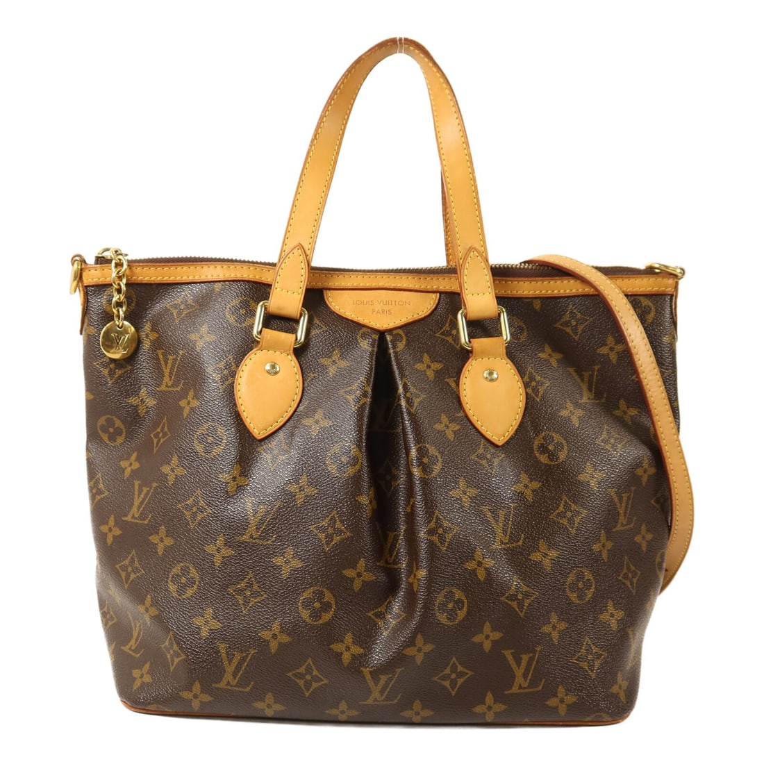 Louis Vuitton Palermo PM Monogram Canvas Shoulder Bag M40145 Two Way Brown: Louis Vuitton Palermo PM Monogram Canvas Shoulder Bag M40145 Two Way Brown This Louis Vuitton Palermo PM is a versatile 2-way shoulder bag crafted from brown monogram PVC coated canvas. Designed for b