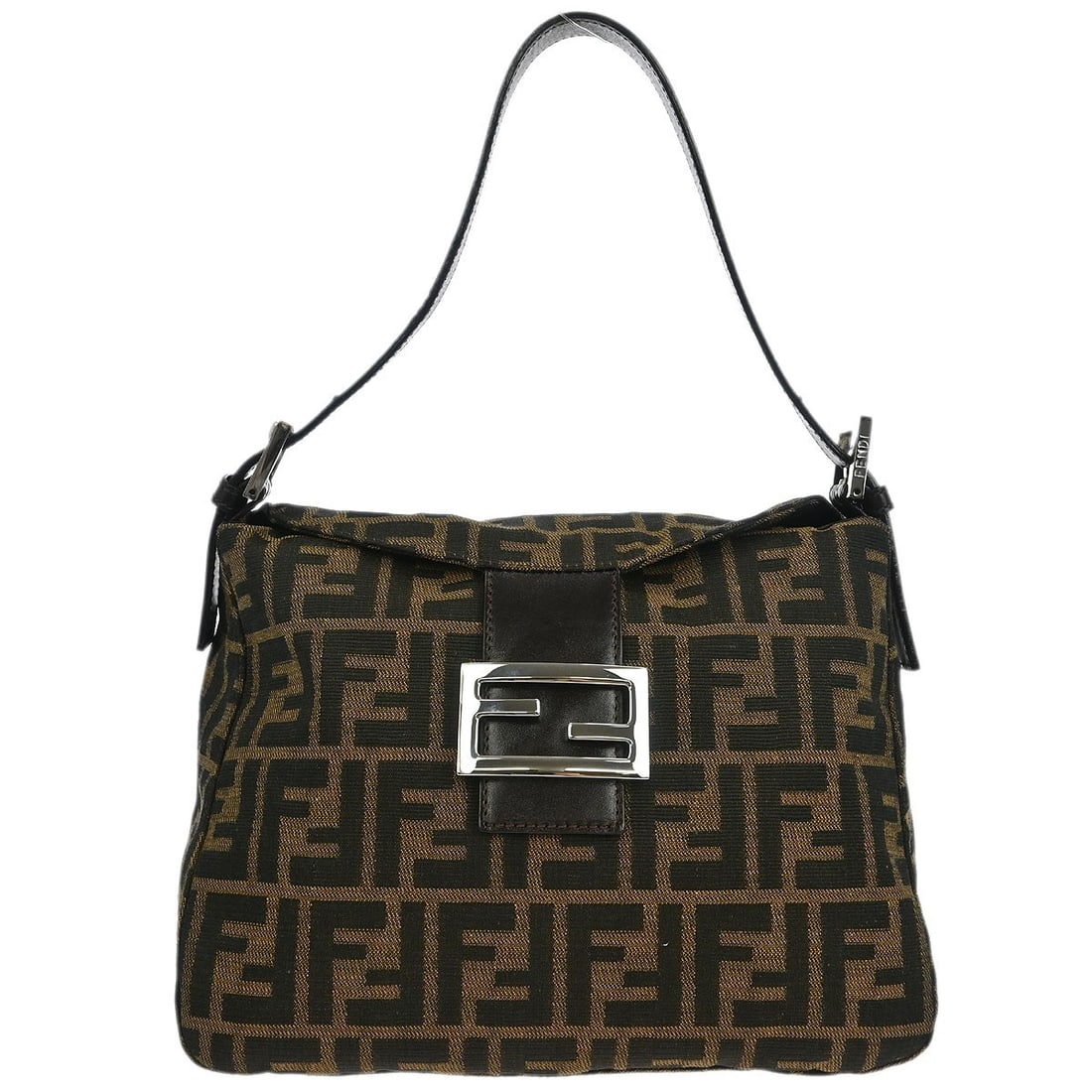 Fendi Brown Canvas Zucca Handbag 2355.264260.008 Silver Hardware: Fendi Brown Canvas Zucca Handbag 2355.264260.008 Silver Hardware This stylish Fendi Brown Canvas Zucca Handbag combines practicality with a chic design. Crafted from durable canvas, it features a stri