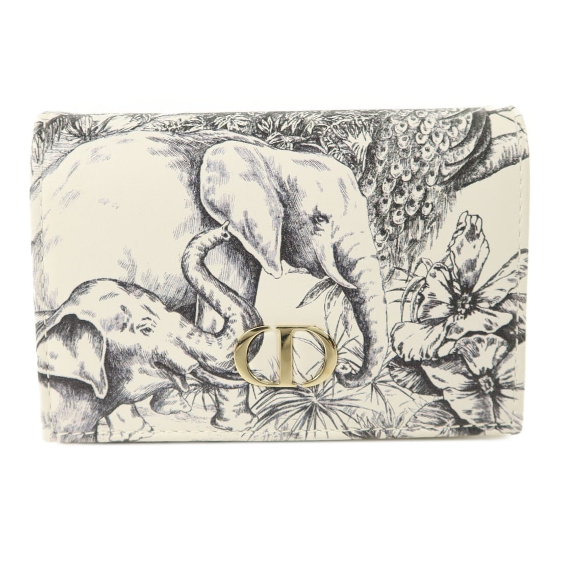 Dior Caro XS bi-fold calfskin wallet white black GHW: Dior Caro XS bi-fold calfskin wallet white black GHW This Christian Dior Caro XS bi-fold wallet is crafted from high-quality calfskin leather in a sophisticated white color. Designed for women, it fea