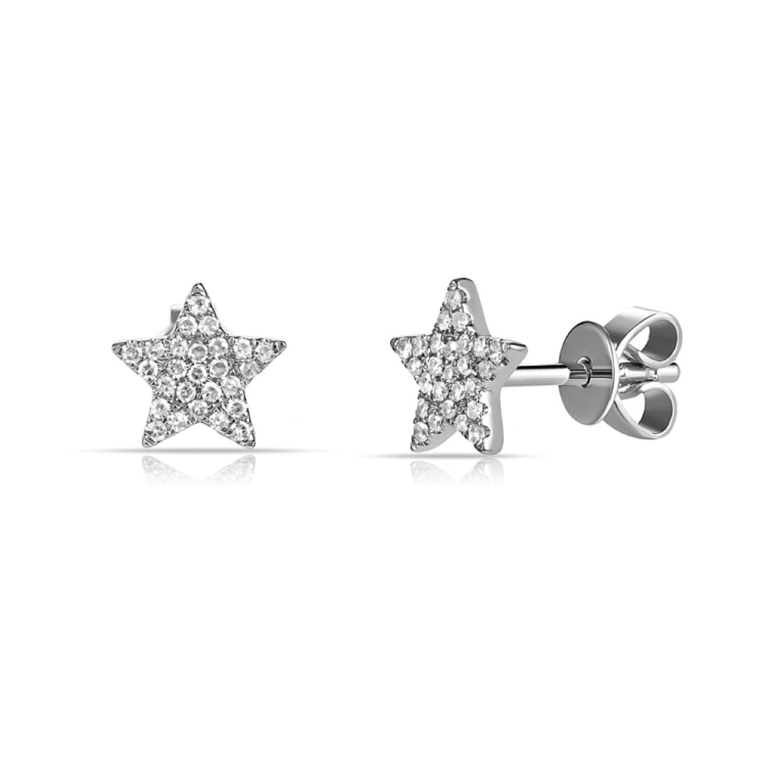 14k White Gold Star Earrings with 82 Diamonds 0.22 Ctw: 14k White Gold Star Earrings with 82 Diamonds 0.22 Ctw Elevate your style with these stunning 14k White Gold & Diamond Star Earrings. Featuring a total of 82 round diamonds with a total carat weight o