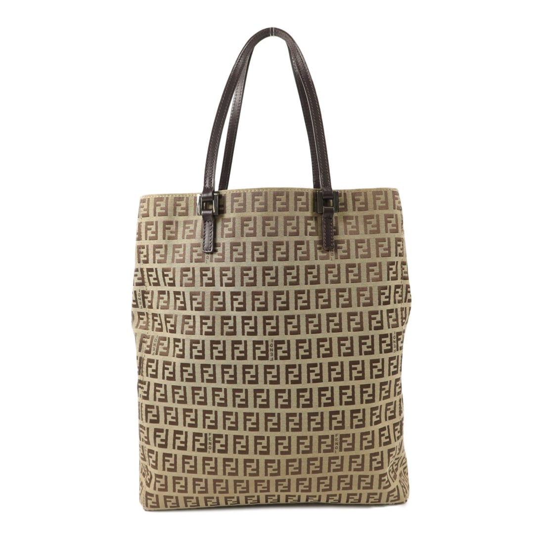 FENDI Brown Canvas Handbag Vintage SHW: FENDI Brown Canvas Handbag Vintage SHW This vintage Fendi handbag features a sophisticated combination of brown calfskin leather and canvas. Designed for women, it offers a classic silhouette with a s