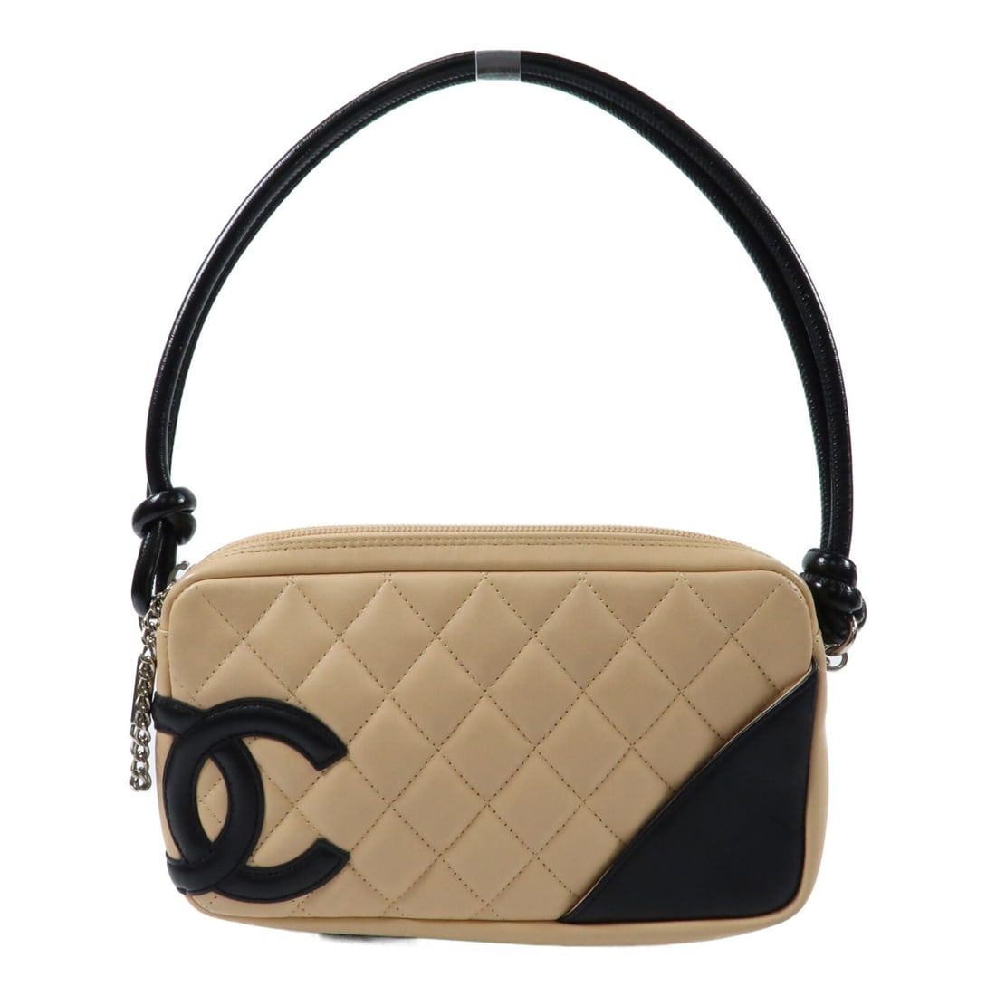 Cambon Small Beige Calfskin Rectangle Handbag with Silver CC Hardware: Cambon Small Beige Calfskin Rectangle Handbag with Silver CC Hardware This CHANEL Cambon Small Rectangle handbag is crafted from beige calfskin leather and features silver hardware. Designed for women