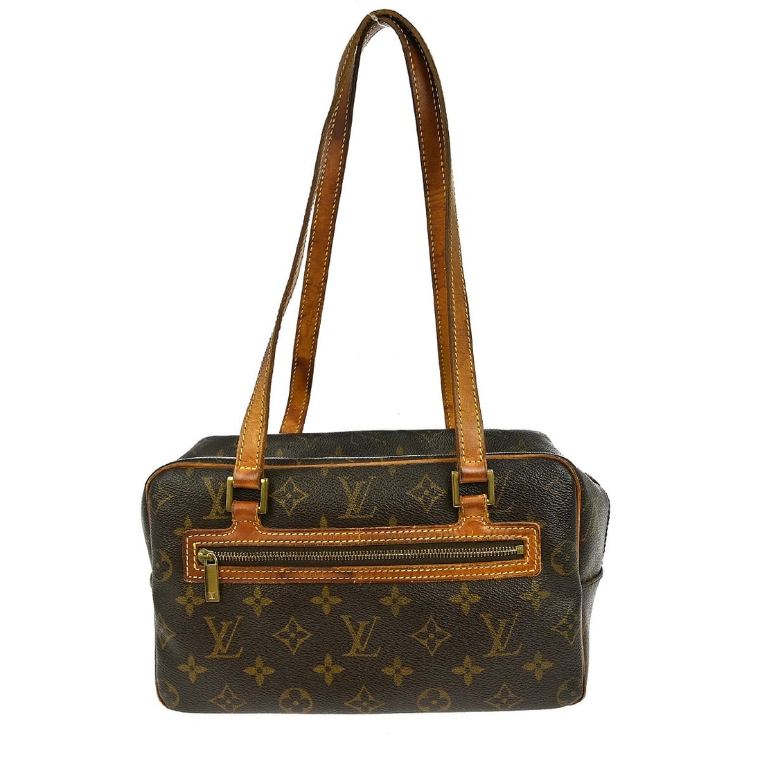 Louis Vuitton Cite MM Monogram Shoulder Bag: Louis Vuitton Cite MM Monogram Shoulder Bag This Louis Vuitton Monogram Cite MM handbag features the signature monogram canvas leather exterior with brown double handles and a zip closure. The interio