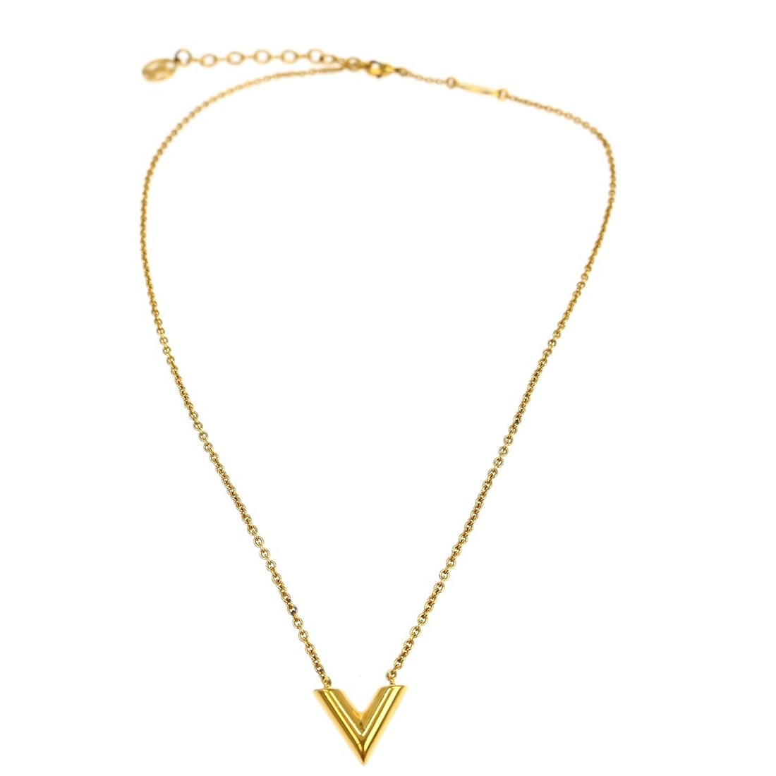 Louis Vuitton Essential V Perle Gold Plated Chain Necklace M61083 (1 of 6)