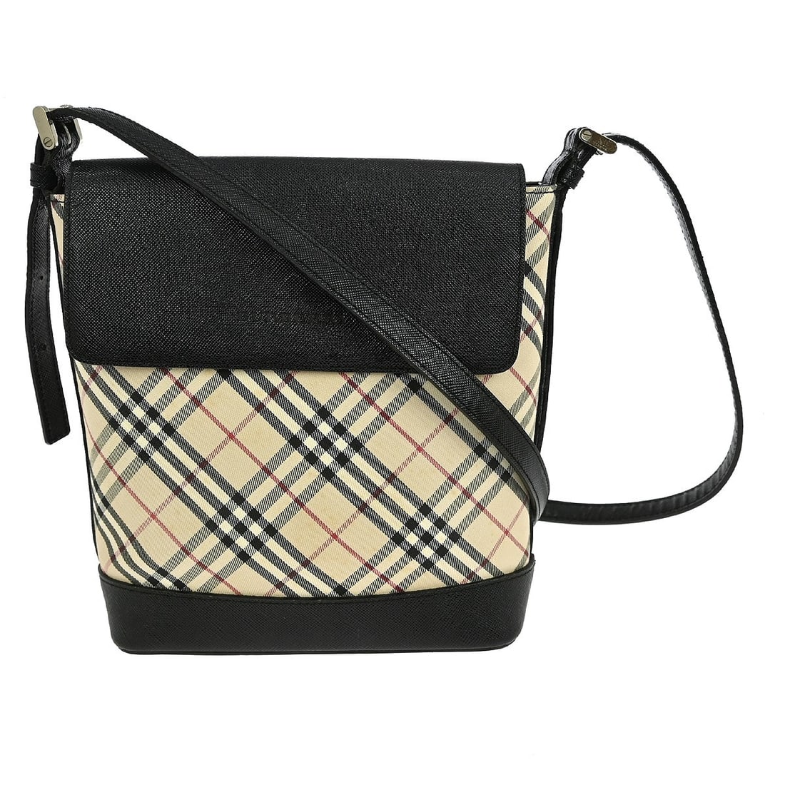 Burberry Check Beige Canvas Leather Crossbody Bag (1 of 8)