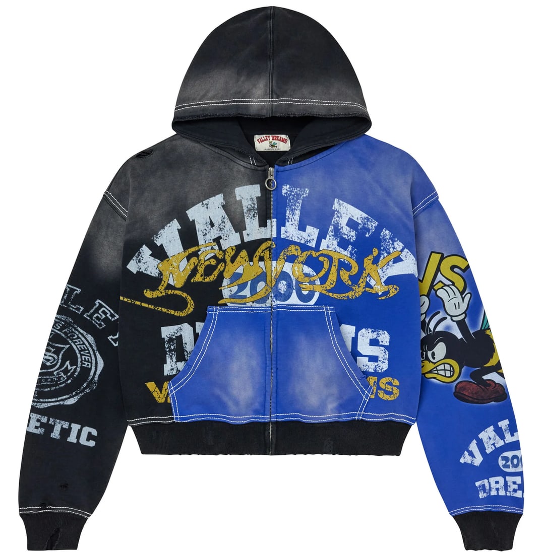 Black and Blue Vale Bipolar Big Zip Hoodie with Full Front Zipper (1 of 2)