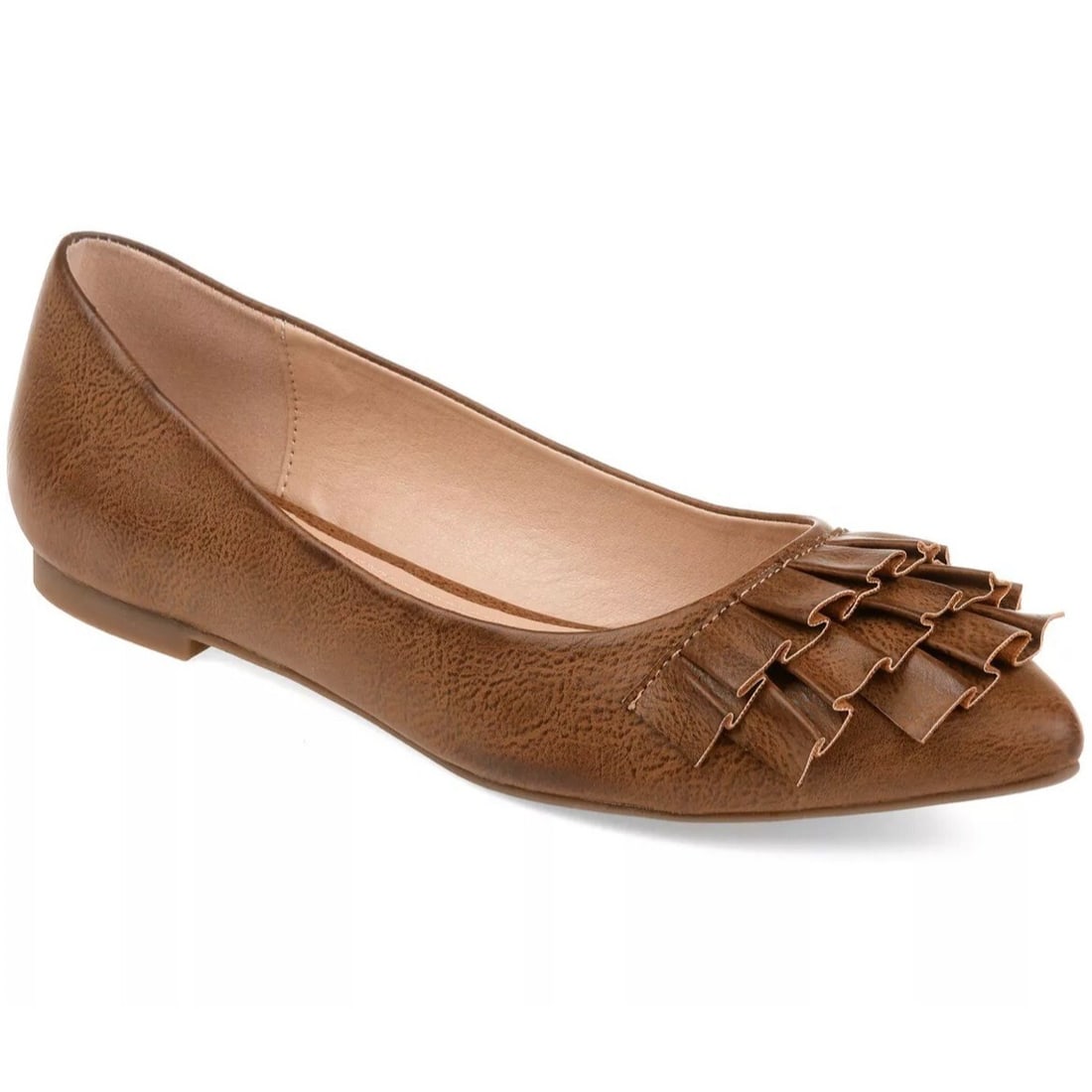 Journee Collection Women's Judy Ruffled Ballet Flats Size 7.5 Tan (1 of 5)