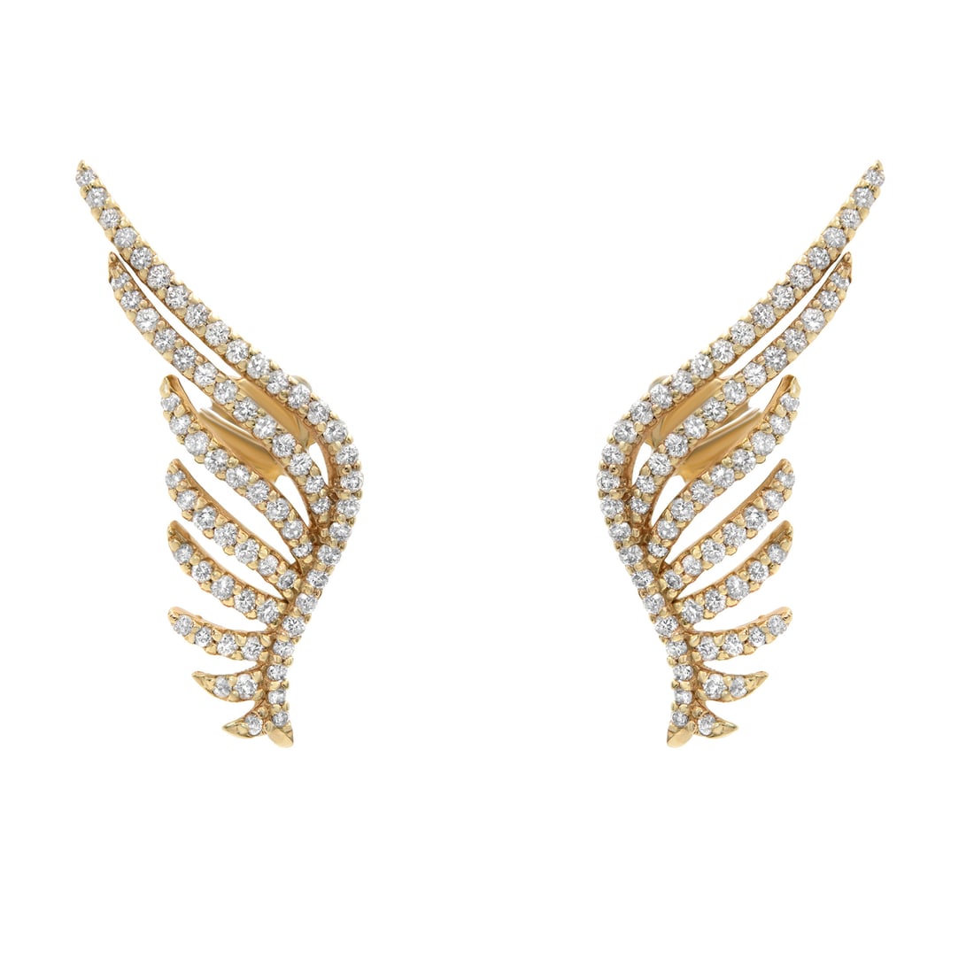 Rachel Koen 14K Yellow Gold Angel Wing Earrings with 1.39ct Diamonds (1 of 6)
