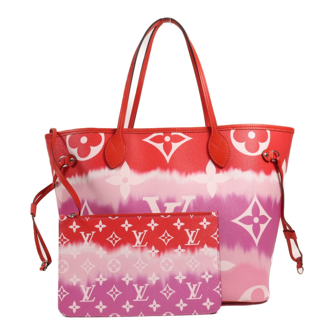 LOUIS VUITTON Neverfull MM Tote Bag Monogram Escale Pink Red: LOUIS VUITTON Neverfull MM Tote Bag Monogram Escale Pink Red Introducing the LOUIS VUITTON Neverfull MM Shoulder Bag, a stylish and versatile tote that effortlessly combines elegance with functionalit