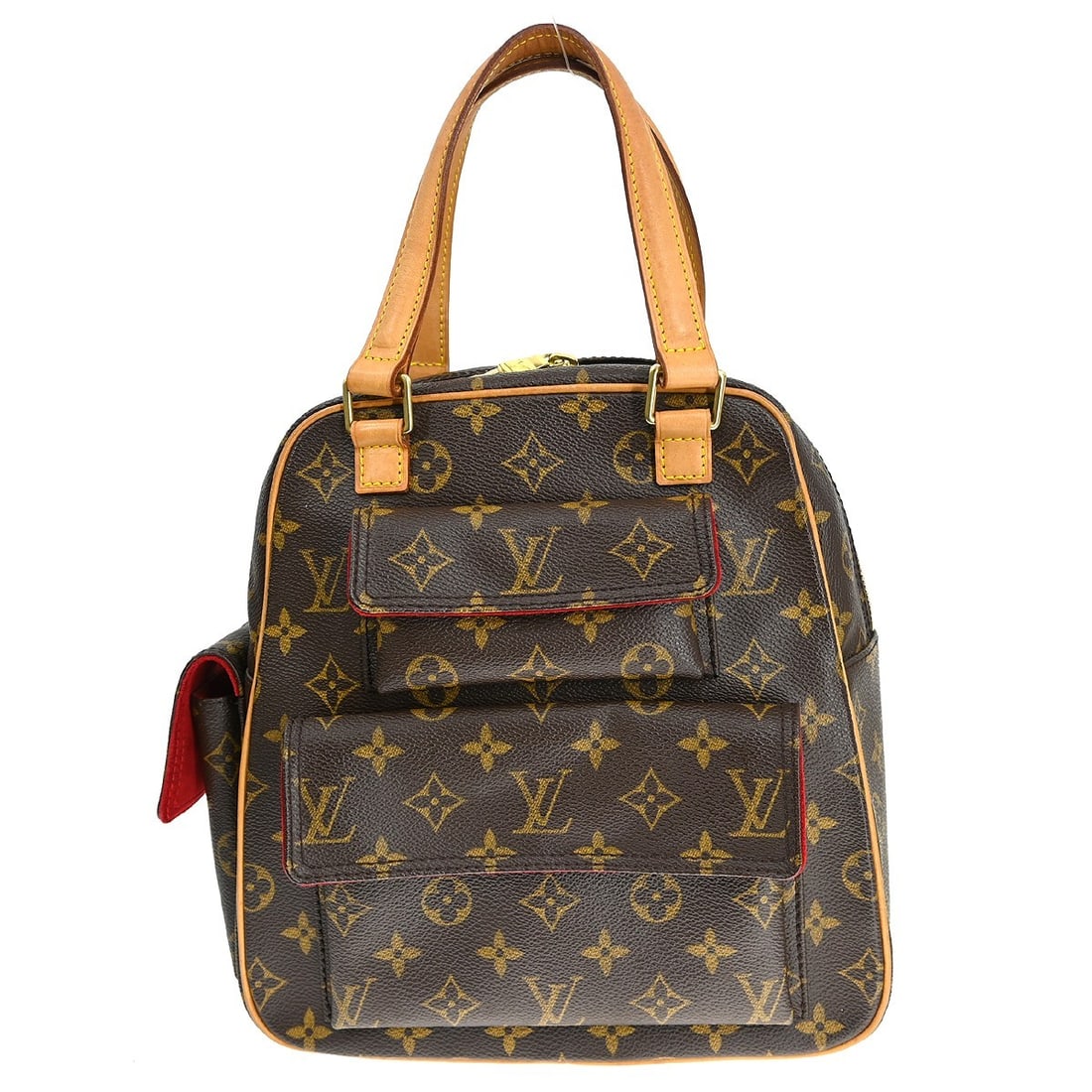 Louis Vuitton Monogram Multipli Cite Large Brown Canvas Handbag with Double Handles: Louis Vuitton Monogram Multipli Cite Large Brown Canvas Handbag with Double Handles This Louis Vuitton Monogram Excentri Cite handbag features a large silhouette crafted from monogram canvas and leath