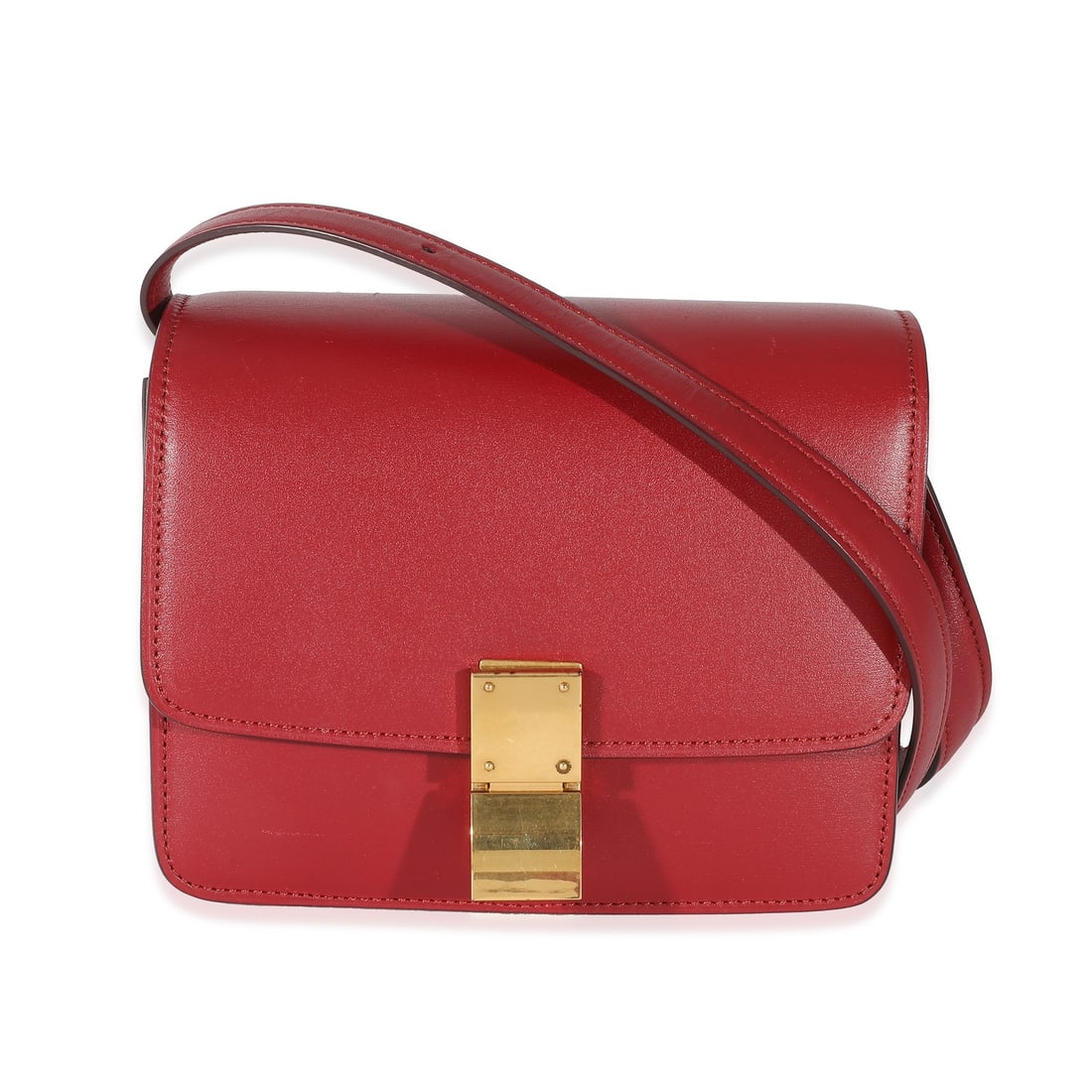 Celine Small Classic Box Bag Red Calfskin Leather 2018 (1 of 8)