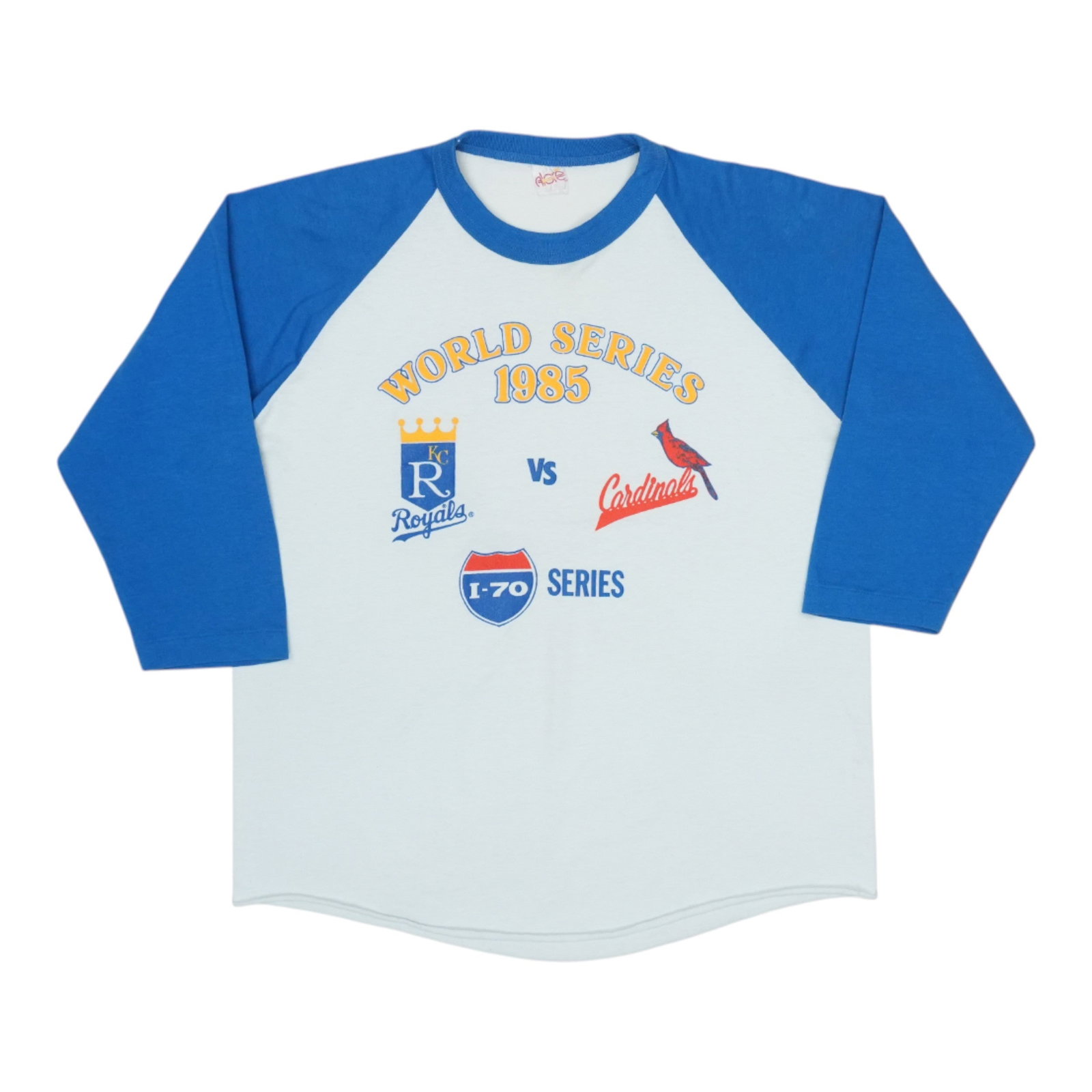 Vintage 1985 I-70 World Series Kansas City Royals Jersey Style Shirt: Vintage 1985 I-70 World Series Kansas City Royals Jersey Style Shirt This is an original vintage 1985 Kansas City Royals I-70 World Series jersey shirt, not a modern reproduction. The shirt features a