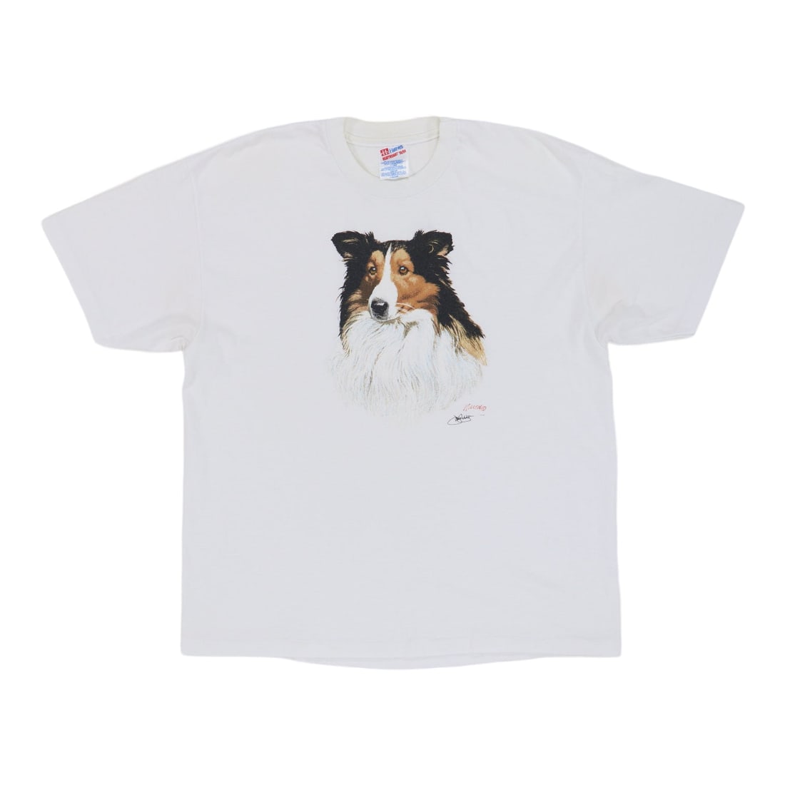Vintage 1990s Sheltie Collie Graphic White 50/50 Poly Cotton T-Shirt Extra Large (1 of 6)