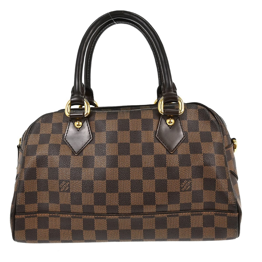 Louis Vuitton Duomo Damier Canvas Brown Top Handle Bag N60008: Louis Vuitton Duomo Damier Canvas Brown Top Handle Bag N60008 This Louis Vuitton Duomo handbag features the iconic Damier check pattern in brown and is crafted from Damier canvas leather. Designed as 