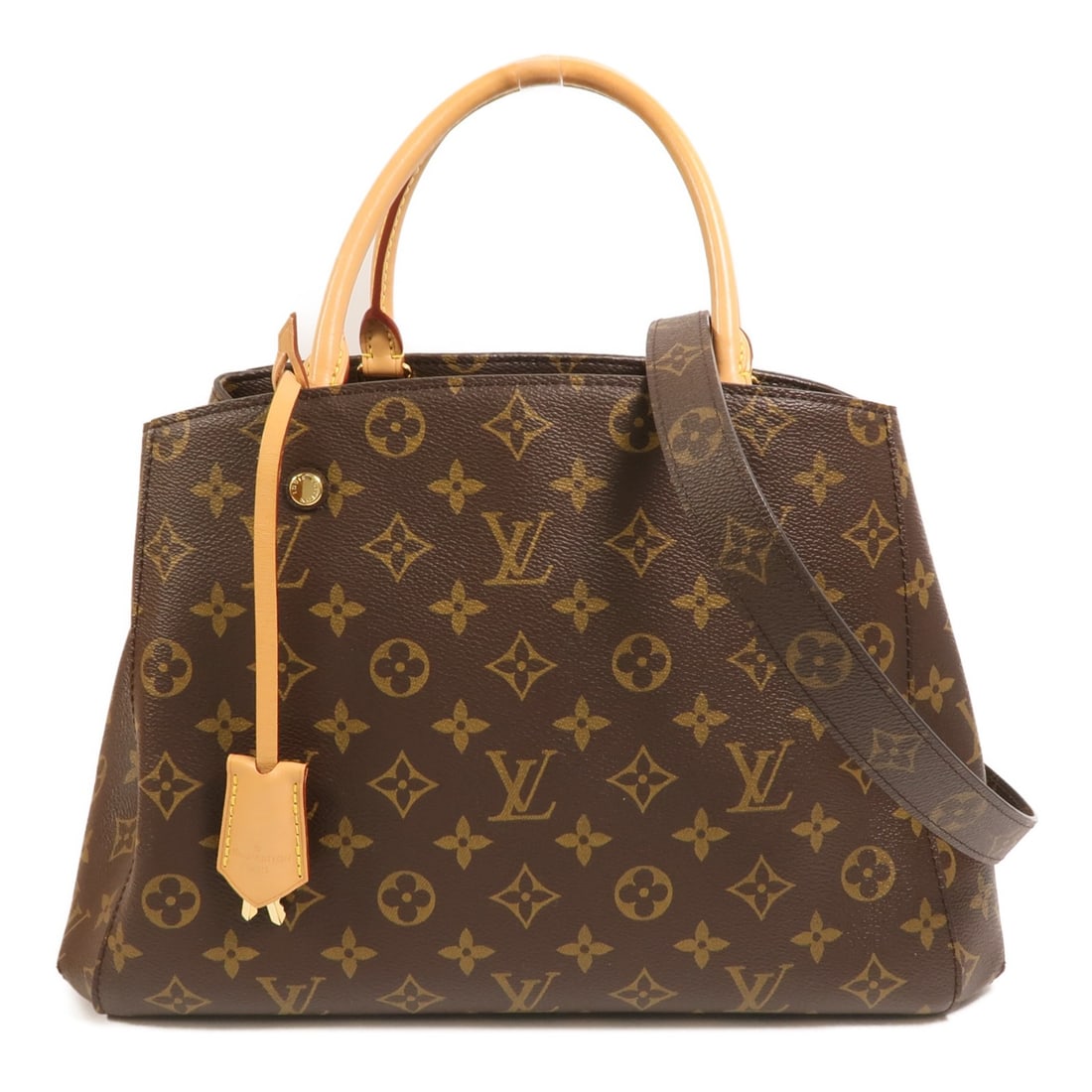 Louis Vuitton Montaigne MM Monogram Brown 2 Way Shoulder Bag GHW: Louis Vuitton Montaigne MM Monogram Brown 2 Way Shoulder Bag GHW This Louis Vuitton Montaigne MM is a versatile 2-way shoulder handbag crafted from brown PVC coated canvas in the iconic Monogram patte
