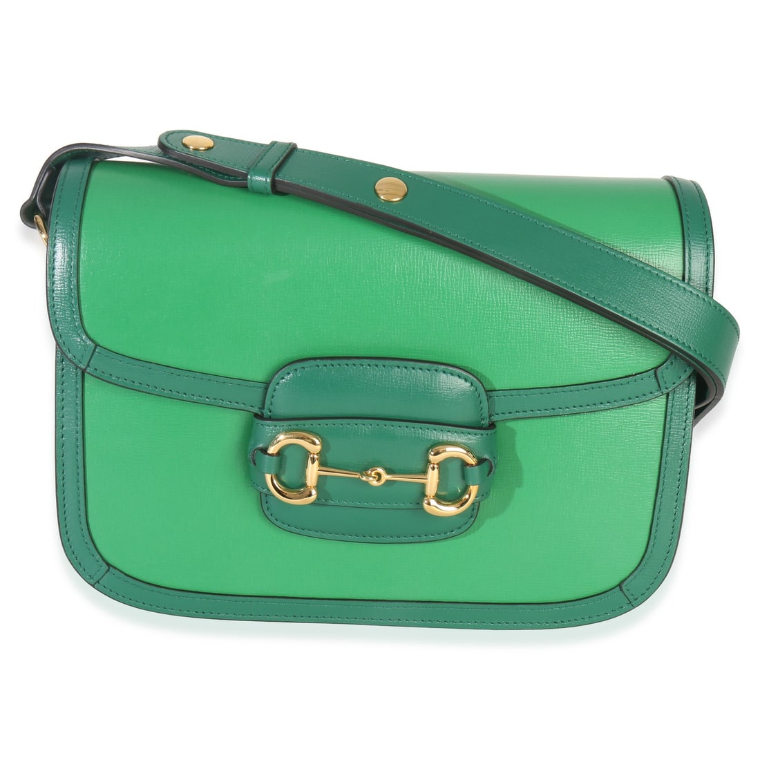 Gucci Horsebit 1955 Green Leather Azalea Shoulder Bag with Dustbag: Gucci Horsebit 1955 Green Leather Azalea Shoulder Bag with Dustbag This Gucci Horsebit 1955 shoulder bag is crafted from emerald green Azalea calfskin leather and features a flap top closure. The bag 