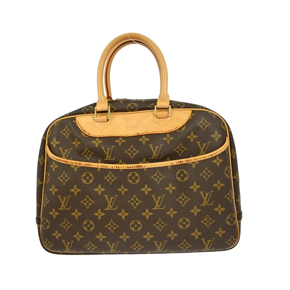 Louis Vuitton Deauville Monogram Canvas Medium Bowling Handbag M42270: Louis Vuitton Deauville Monogram Canvas Medium Bowling Handbag M42270 This Louis Vuitton Deauville Bowling Handbag features the iconic monogram canvas leather exterior with beige double handles. Desig