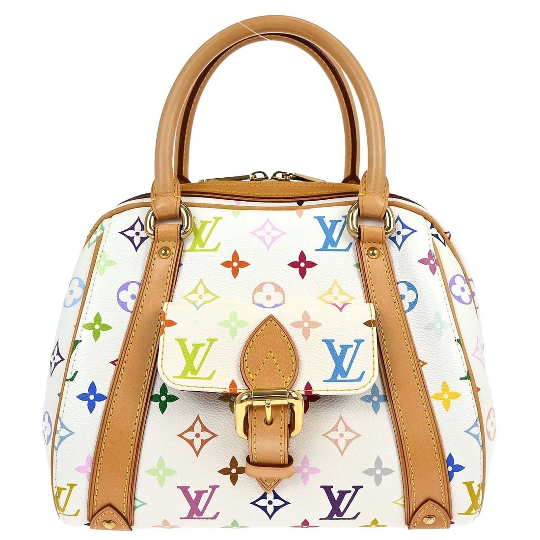Louis Vuitton Priscilla Multicolor Canvas Medium White Handbag M40096 (1 of 18)