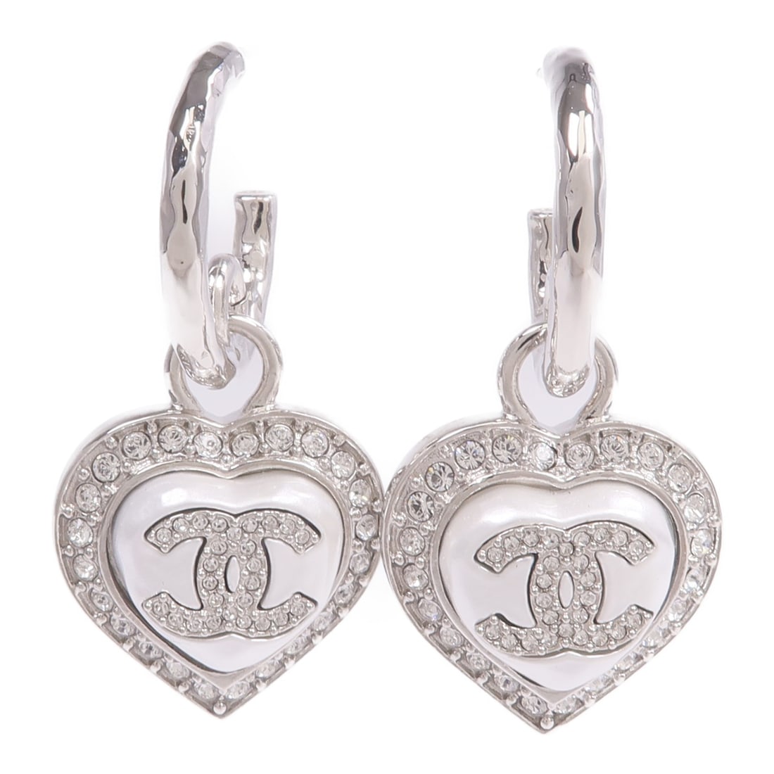 Silver Tone Pierced Earrings Chanel CC Logo for Women: Silver Tone Pierced Earrings Chanel CC Logo for Women These CHANEL CC pierced earrings feature a silver-tone metal design, offering a classic and elegant accessory for women. Crafted in France, these 