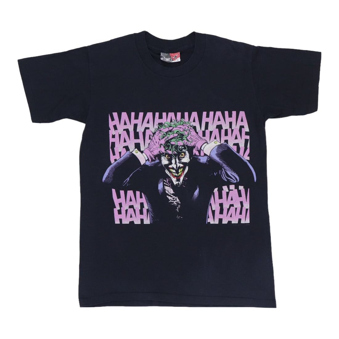 Vintage 1989 Joker HaHaHa Black DC Comics Poly Cotton Shirt (1 of 6)