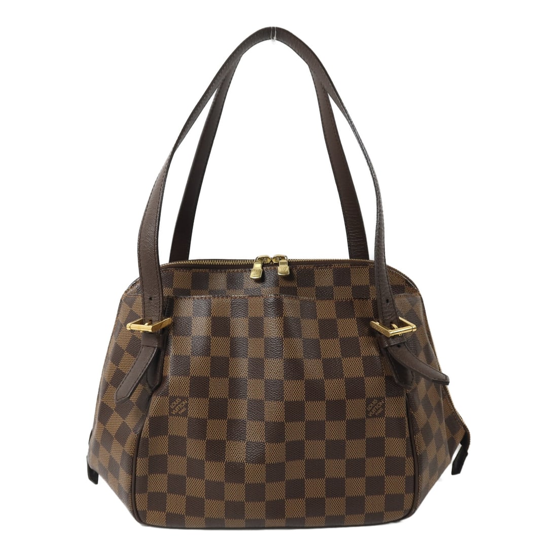Louis Vuitton Belem MM Damier Brown Shoulder Bag GHW: Louis Vuitton Belem MM Damier Brown Shoulder Bag GHW This Louis Vuitton Belem MM shoulder bag features the signature Damier brown PVC coated canvas, offering both style and durability. The bag is desi