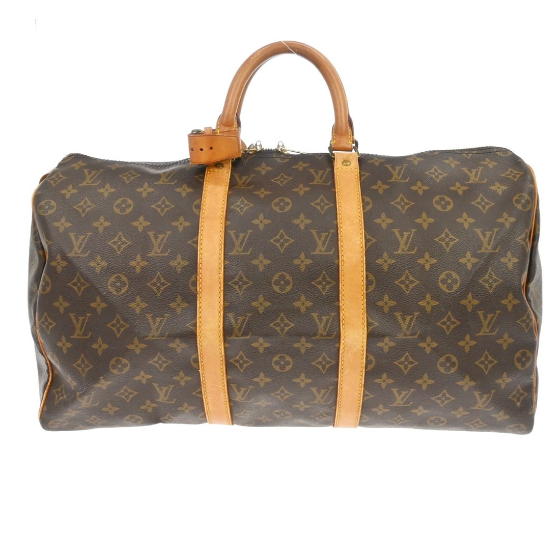 Keepall Monogram Canvas Travel Bag by Louis Vuitton: Keepall Monogram Canvas Travel Bag by Louis Vuitton This Louis Vuitton Keepall bag features the classic monogram canvas design in brown and is suitable for unisex use. As a vintage item, it shows sign
