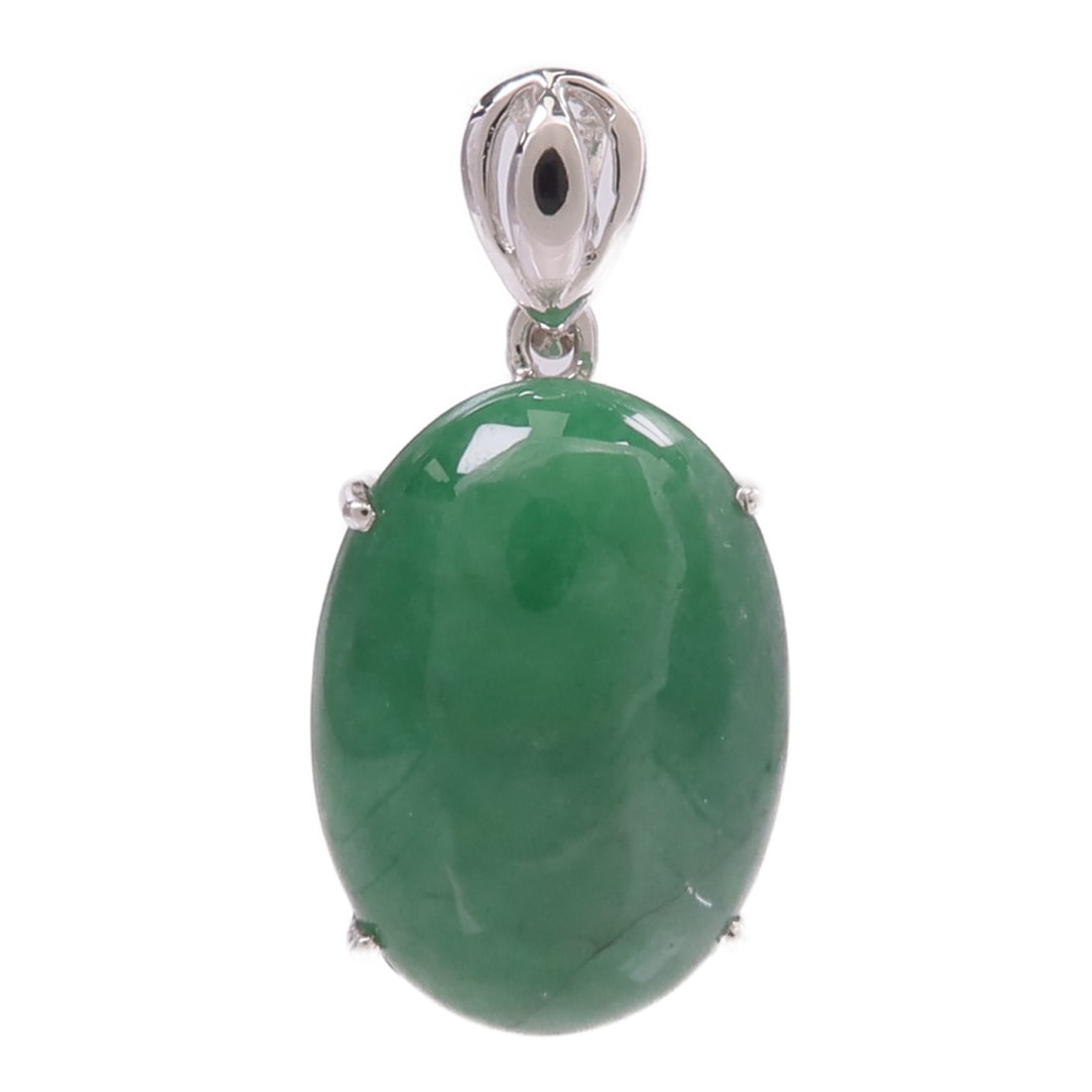 JEWELRY Jade K18WG White Gold Pendant Top: JEWELRY Jade K18WG White Gold Pendant Top This pendant top features a green jade stone set in 18K white gold, offering a classic and elegant accessory. Designed for women, the piece showcases a regula