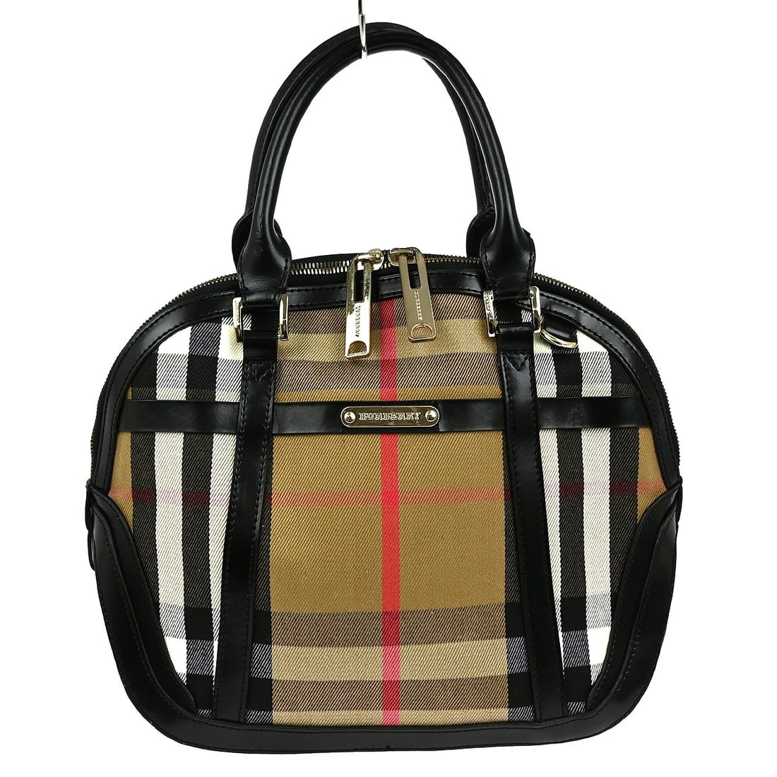 Burberry House Check Canvas and Leather Tote with Double Handles: Burberry House Check Canvas and Leather Tote with Double Handles This Burberry Beige House Check Tote Handbag features a classic check pattern, perfect for casual occasions. With a medium size, the ba