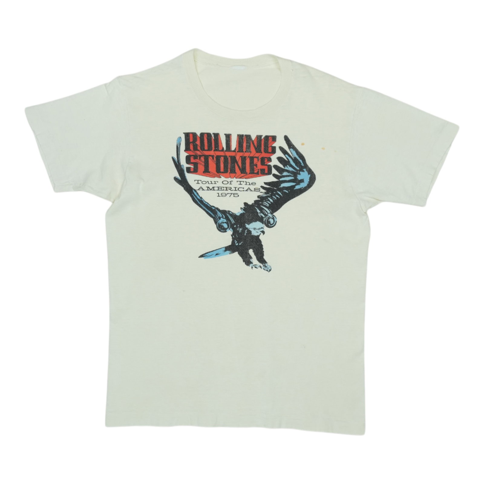 Vintage 1975 Rolling Stones Tour Of The Americas White Cotton T-Shirt (1 of 6)