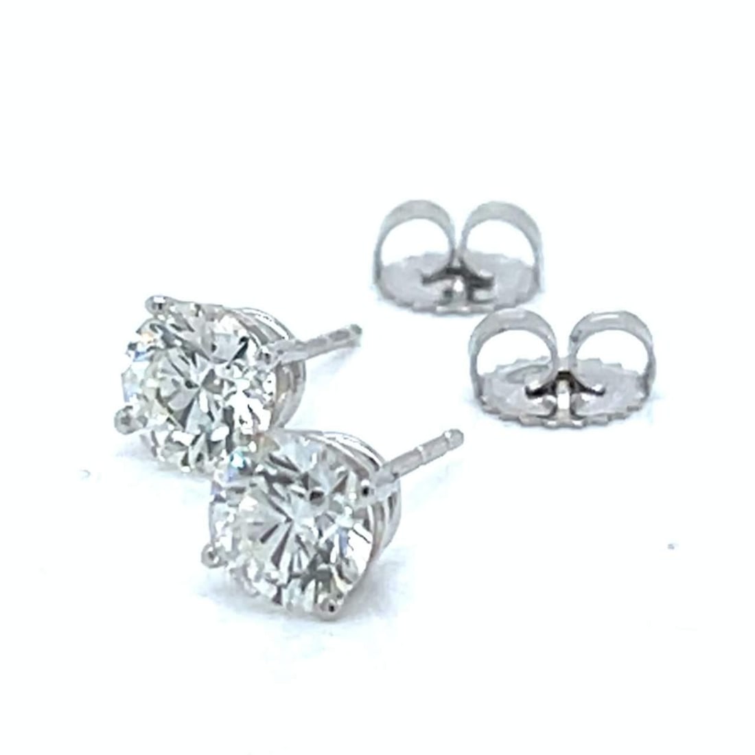 14K White Gold GIA Certified 2.06 Ct Diamond Stud Earrings - 2