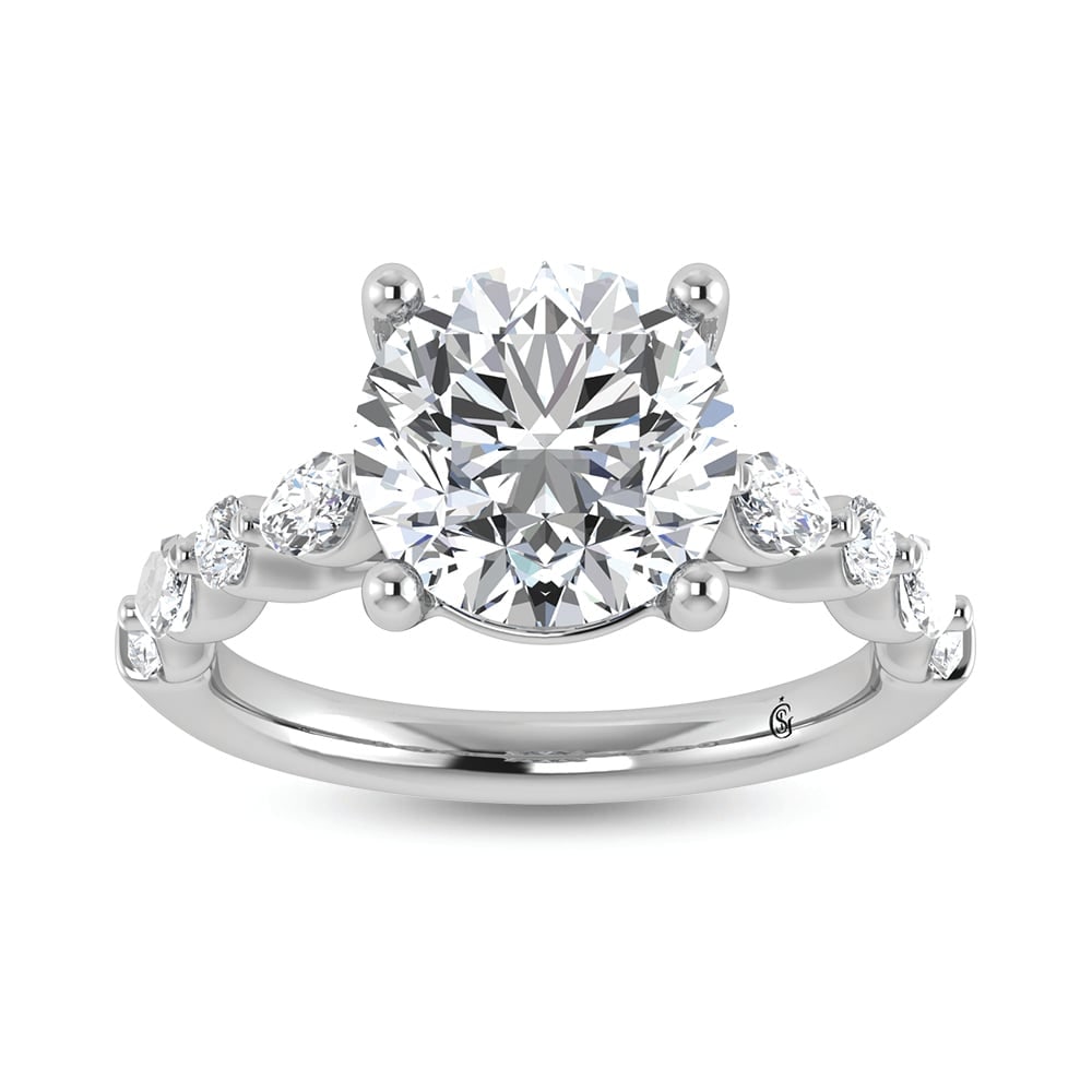 14K White Gold Lab Grown Diamond 3 5/8 Ct.Tw. Lab Grown Engagement Ring (IGI Certified Center 3ct) (1 of 4)