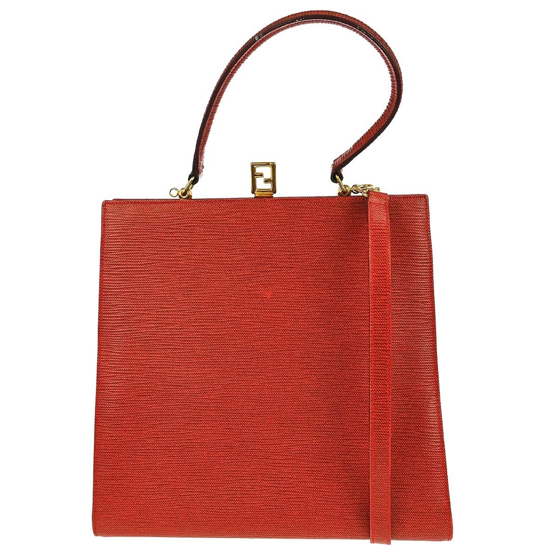 Fendi Zucca Red Canvas Leather Medium 2-Way Top Handle Shoulder Bag: Fendi Zucca Red Canvas Leather Medium 2-Way Top Handle Shoulder Bag This stylish Fendi 2-way handbag features a striking red exterior crafted from durable canvas leather. Designed with the iconic Fend