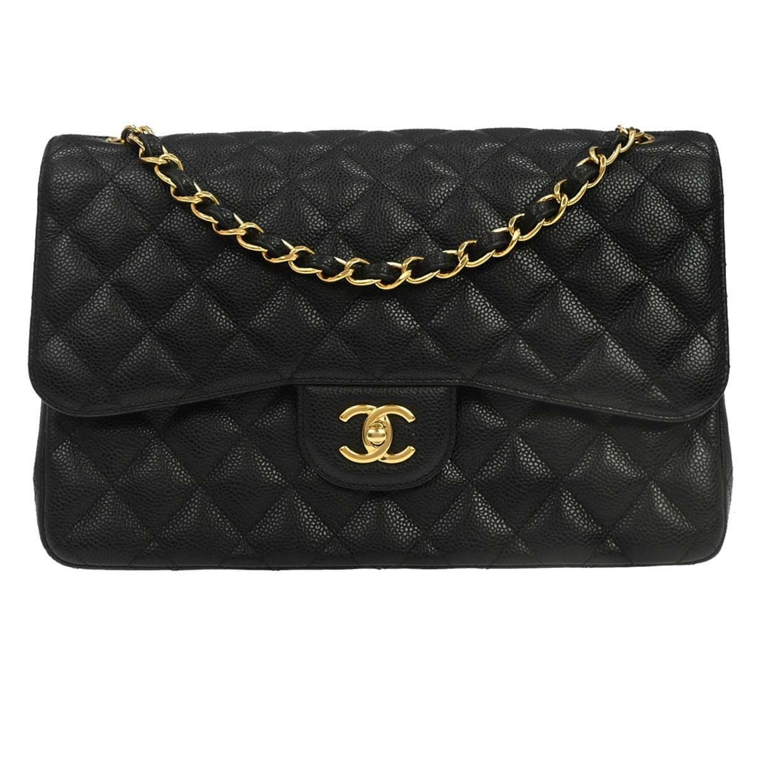Chanel Classic Double Flap Black Calfskin Shoulder Bag Jumbo (1 of 18)