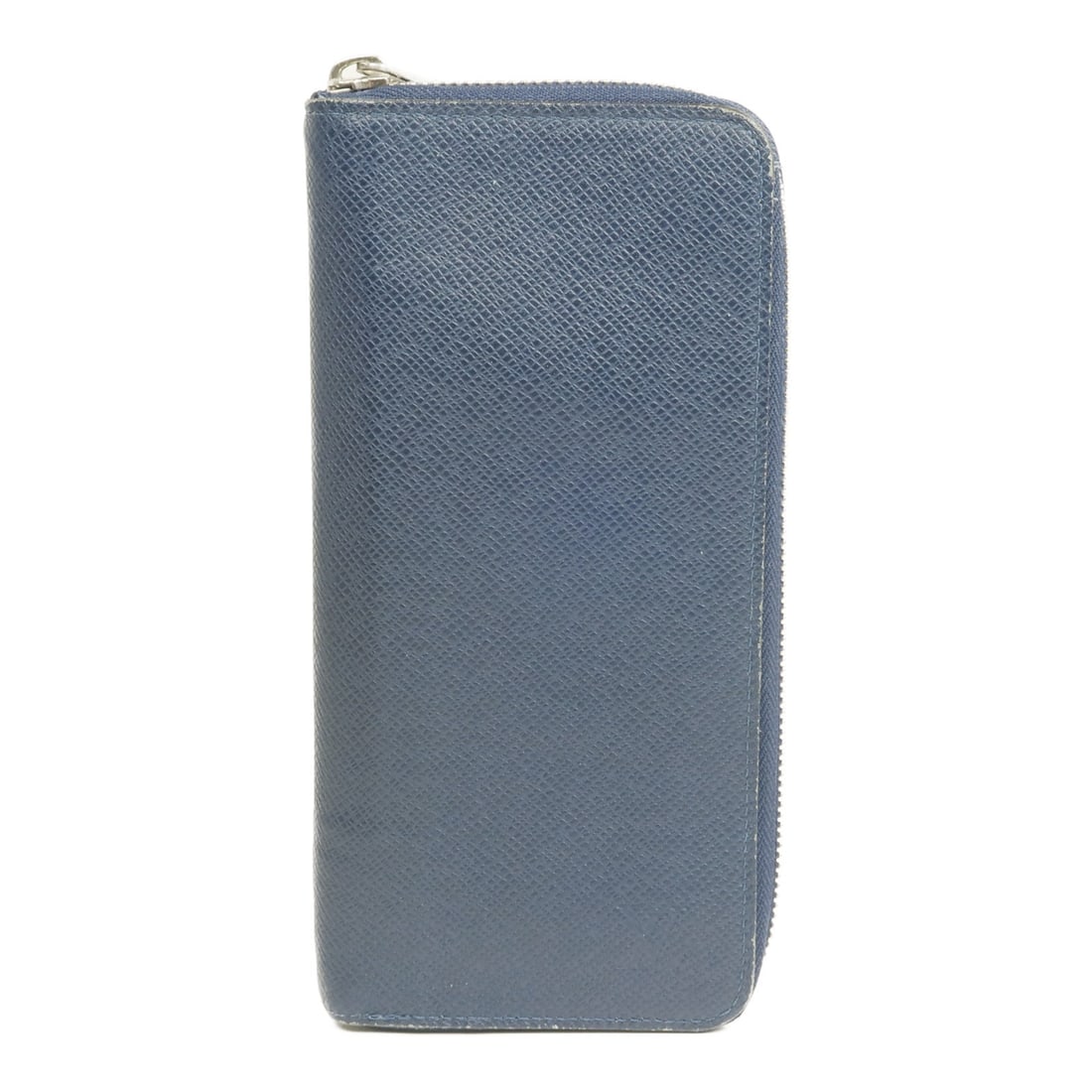 Blue Taiga Calfskin Around Long Wallet by Louis Vuitton M30510: Blue Taiga Calfskin Around Long Wallet by Louis Vuitton M30510 This Louis Vuitton long wallet from the Taiga collection is crafted from blue calfskin leather. Designed in an around zipper style, it of