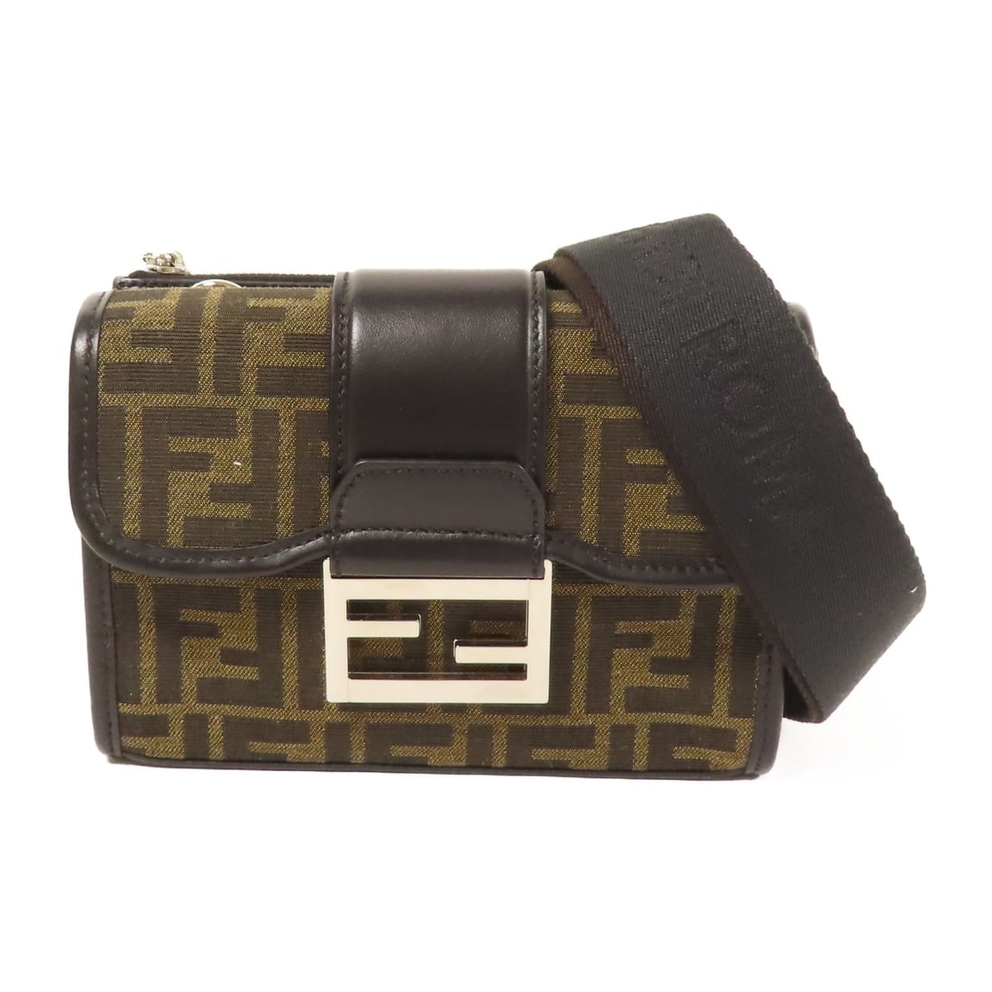 Fendi Black Canvas Double Baguette Shoulder Bag: Fendi Black Canvas Double Baguette Shoulder Bag This FENDI Double Baguette shoulder bag features a sleek black canvas exterior and a compact silhouette. Designed for unisex use, it offers a stylish an