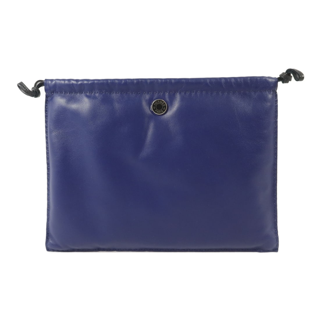Hermes Pilo Pouch Bleu Encre Lambskin Clutch: Hermes Pilo Pouch Bleu Encre Lambskin Clutch This Hermes Pilo Pouch is crafted from Milo/Swift lambskin leather in a striking blue shade. Designed for women, the pouch offers a sleek profile with a he